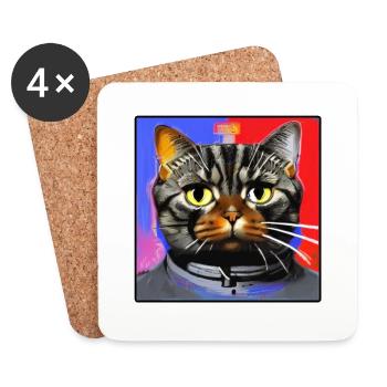 Space cat - Coasters (set of 4) - white - Front