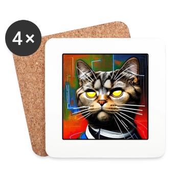 Cool Cat 5 - Dessous de verre (lot de 4) - blanc - Devant