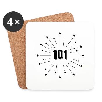 101e anniversaire étoilé - cadeau 101 ans - Dessous de verre (lot de 4) - blanc - Devant