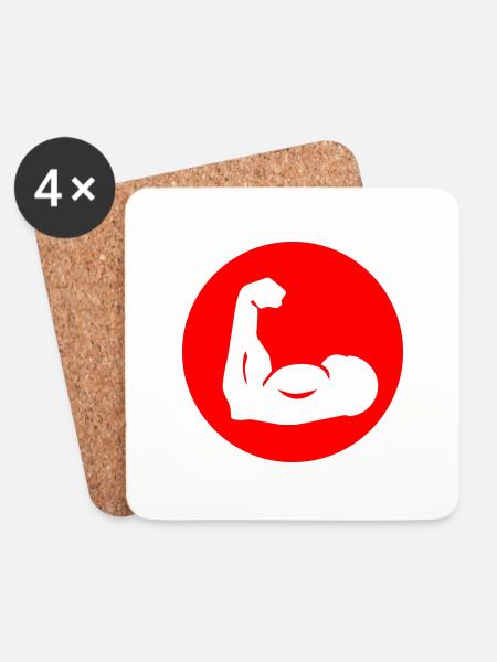 Muskeln hantel icon - Untersetzer (4er-Set) - Weiß