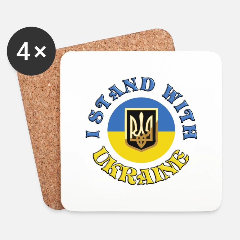 I stand with Ukraine - Untersetzer (4er-Set) - Weiß
