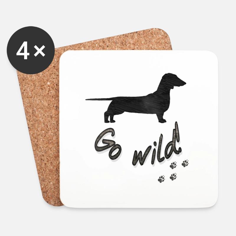 Naturdackel - Untersetzer (4er-Set) - Weiß