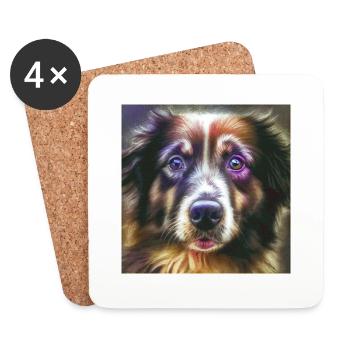 Australian Shepherd Dog Breed Dog Portrait - Coasters (set of 4) - white - Front
