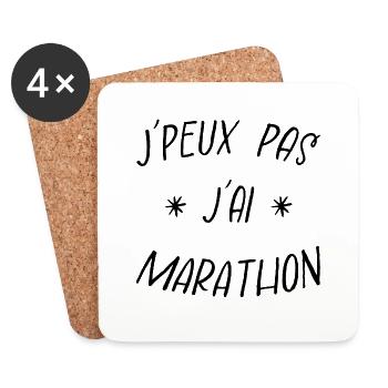 j'peux pas j'ai marathon - Dessous de verre (lot de 4) - blanc - Devant