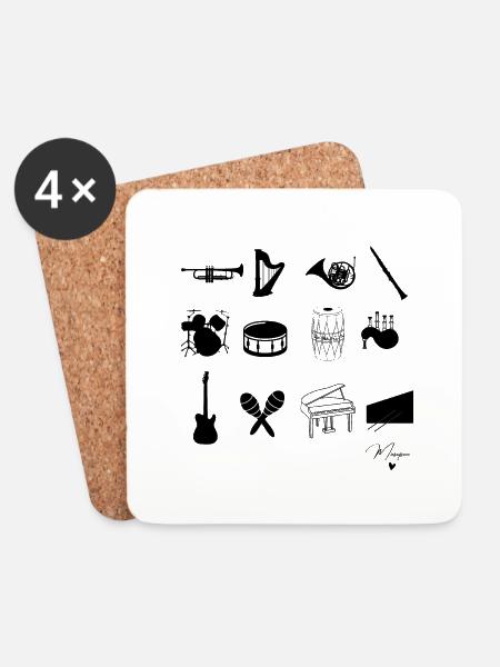 Musikinstrument - Untersetzer (4er-Set) - Weiß