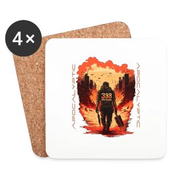 Apocalyptic Soldier | Apocalypse | Fighter - Coasters (set of 4) - white - Front