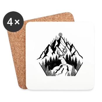 Mountain Deer Ink - Untersetzer (4er-Set) - Weiß - Vorne