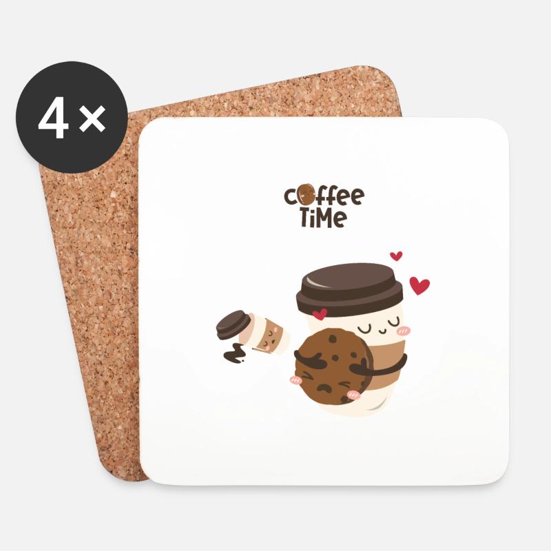 Kaffeezeit 2 - Untersetzer (4er-Set) - Weiß
