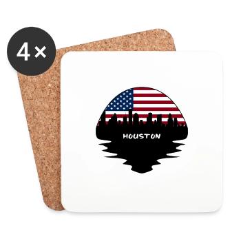Houston Texas USA Flagge Skyline Silhouette Reisen - Untersetzer (4er-Set) - Weiß - Vorne
