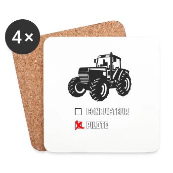 Pilote de tracteur - Dessous de verre (lot de 4) - blanc - Devant