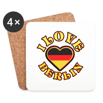 I love Berlin. Deutschland, Schwarz-Rot-Gold - Untersetzer (4er-Set) - Weiß - Vorne