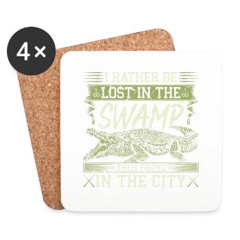 Chasseur d’alligators, plutôt être perdu dans les marais, Gator - Dessous de verre (lot de 4) - blanc - Devant