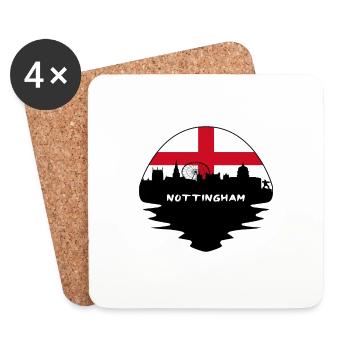 Nottingham Angleterre Drapeau Skyline Silhouette Travel - Dessous de verre (lot de 4) - blanc - Devant