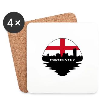 Manchester England Flag Skyline Silhouette Travel - Coasters (set of 4) - white - Front