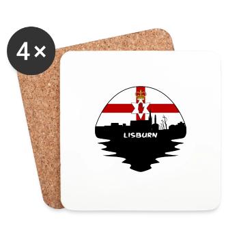 Lisburn Irlande du Nord Drapeau Skyline Silhouette T - Dessous de verre (lot de 4) - blanc - Devant