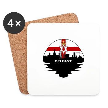 Belfast Nordirland Flagge Skyline Silhouette T - Untersetzer (4er-Set) - Weiß - Vorne