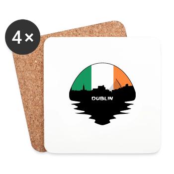Dublin-Irland-Flaggen-Skyline-Schattenbild-Reise - Untersetzer (4er-Set) - Weiß - Vorne