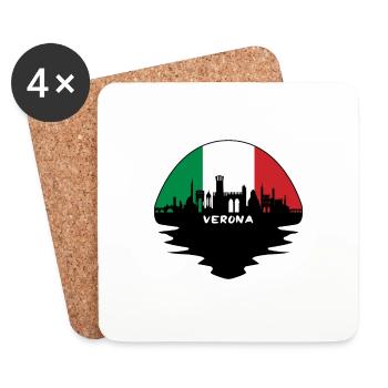 Vérone Italie Drapeau Skyline Silhouette Travel - Dessous de verre (lot de 4) - blanc - Devant