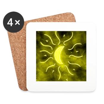 MOON MANDALA JAUNE - Dessous de verre (lot de 4) - blanc - Devant