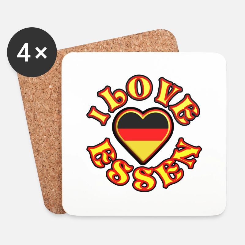 I love Essen, Deutschland, Berlin, München - Untersetzer (4er-Set) - Weiß