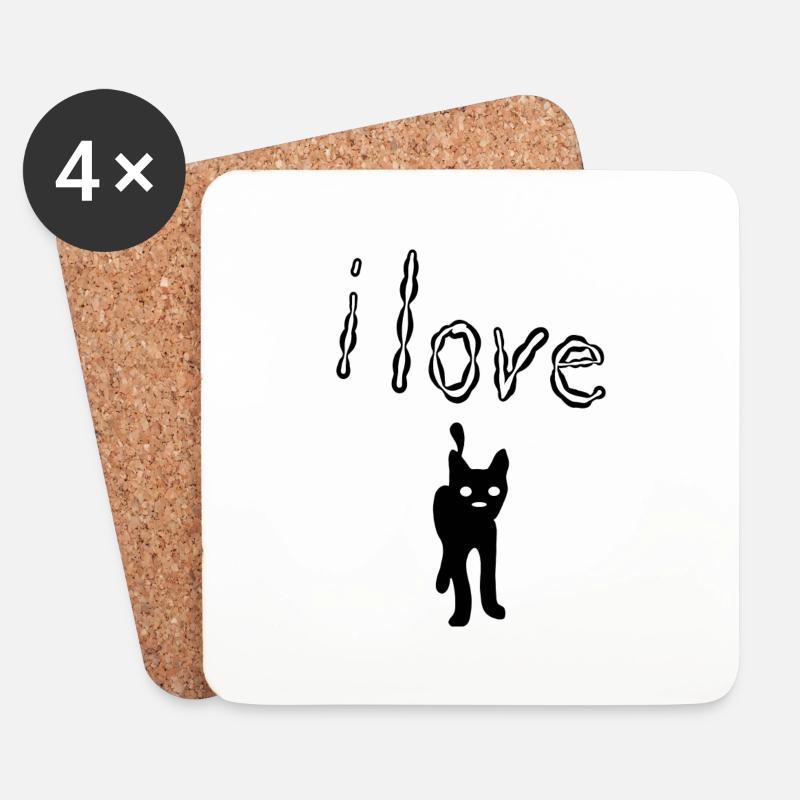 ICH LIEBE KATZEN - Untersetzer (4er-Set) - Weiß