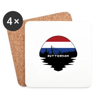Rotterdam Pays-Bas Drapeau Skyline Silhouette Trav - Dessous de verre (lot de 4) - blanc - Devant