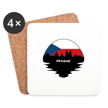 Prag Tschechien Flagge Skyline Silhouette Reisen - Untersetzer (4er-Set) - Weiß - Vorne
