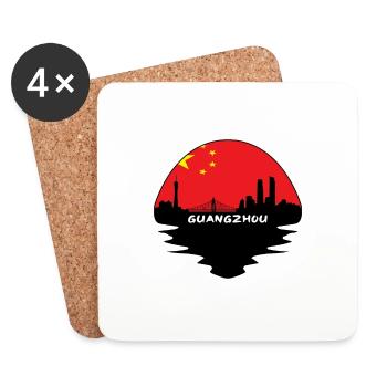 Guangzhou China Flag Skyline Silhouette Travel - Coasters (set of 4) - white - Front