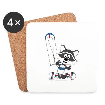 WASCHBÄR - KITER - KITESURFER - KITE - KITEN - Untersetzer (4er-Set) - Weiß - Vorne