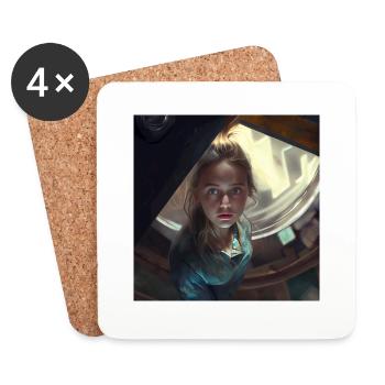 i can see you by daniel costa 2 - Coasters (set of 4) - white - Front