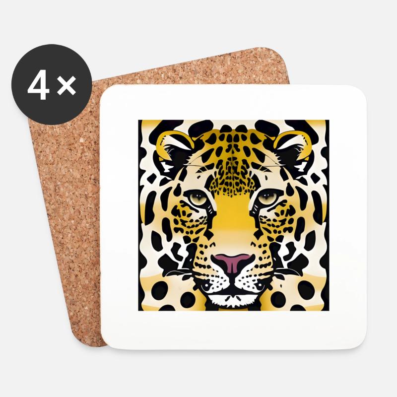 Leopard Gepard Katze - Untersetzer (4er-Set) - Weiß