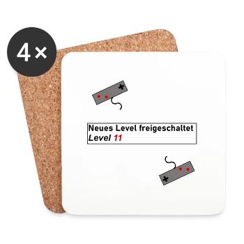 Level Up Gaming Geschenk Geburtstag Geschenkidee - Untersetzer (4er-Set) - Weiß - Vorne