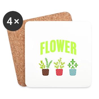 Support Your Flower Farmer Cool Retro Farming - Untersetzer (4er-Set) - Weiß - Vorne