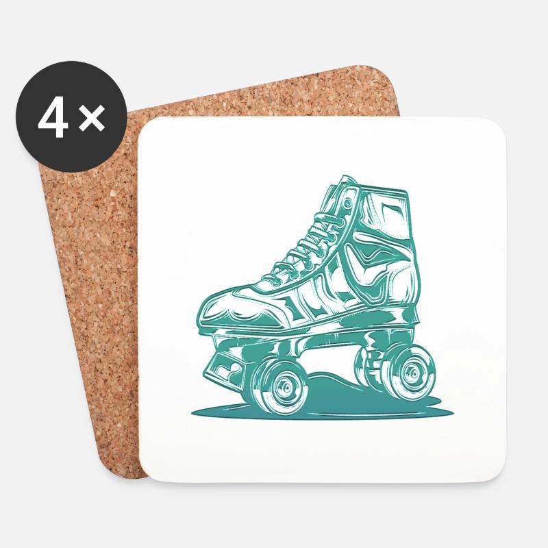 Rollerblades Rollerblade Skates Rollschuhe Retro - Untersetzer (4er-Set) - Weiß