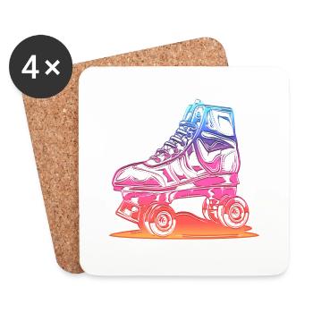 Rollerblades Rollerblade Skates Rollschuhe Retro - Untersetzer (4er-Set) - Weiß - Vorne
