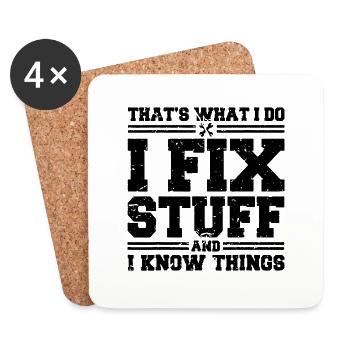 I Fix Stuff And I Know Things Funny - Coasters (set of 4) - white - Front