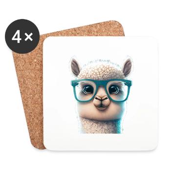 Cute Cute Cute Cartoon - Lama - Coasters (set of 4) - white - Front
