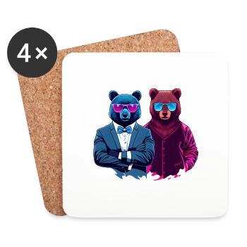 cool boss bear bros with sunglasses on - Untersetzer (4er-Set) - Weiß - Vorne