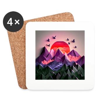 beautiful lush jungle with mountains, origami - Untersetzer (4er-Set) - Weiß - Vorne