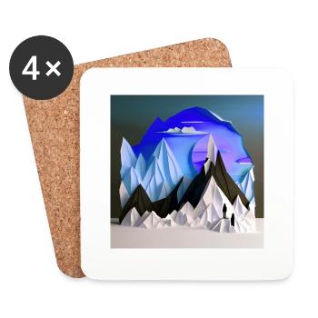 beautiful winter landscape, origami - Untersetzer (4er-Set) - Weiß - Vorne