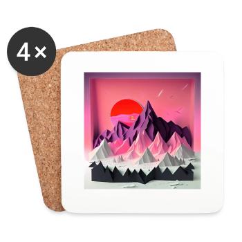 beautiful winter landscape with mountains and a su - Untersetzer (4er-Set) - Weiß - Vorne