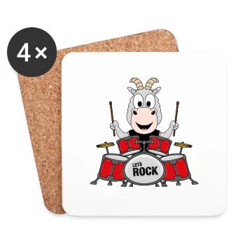 SCHLAGZEUGER - MUSIKER - ZIEGE - TIER - ROCK - Untersetzer (4er-Set) - Weiß - Vorne