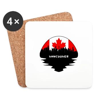 Vancouver Canada Flag Skyline Silhouette Travel - Coasters (set of 4) - white - Front