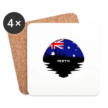 Perth Australien Flagge Skyline Silhouette Reisen - Untersetzer (4er-Set) - Weiß - Vorne