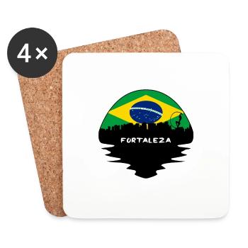 Fortaleza Brésil Flag Skyline Silhouette Voyage - Dessous de verre (lot de 4) - blanc - Devant