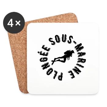 plongée sous marine - Dessous de verre (lot de 4) - blanc - Devant