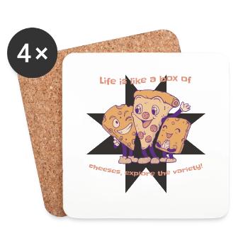La vie est comme une boîte de fromages Explorez la variété - Dessous de verre (lot de 4) - blanc - Devant
