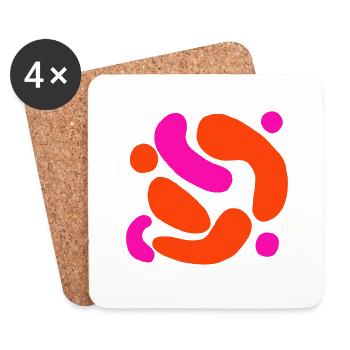 Abstract Round Shapes Orange Pink Art Colorful - Coasters (set of 4) - white - Front