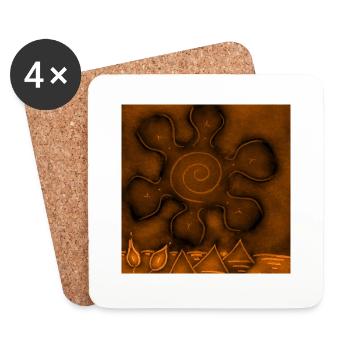 SUN ON ORANGE PYRAMIDS - Coasters (set of 4) - white - Front