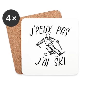 j'peux pas j'ai ski - Dessous de verre (lot de 4) - blanc - Devant